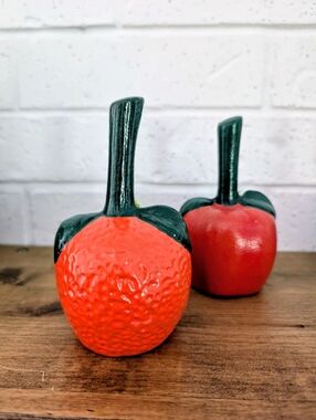 Fruit Hand Bells - Decorative Fun Retro Functional Home Decor - Orange And Apple